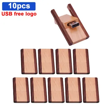 

10pcs/lot USB Flash Drive Free Custom logo wooden USB+box Pen Drive 32GB 64GB For wedding 128GB 8GB Pendrive Flash Drive cle usb