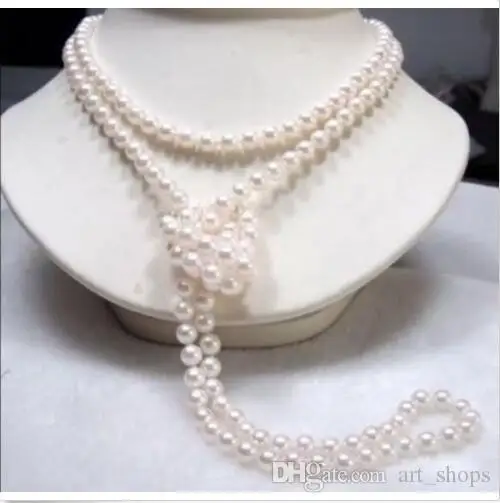 FFREE SHIPPING**Long 65&quot 7-8mm Genuine Natural White Akoya Cultured Pearl Necklace | Украшения и аксессуары