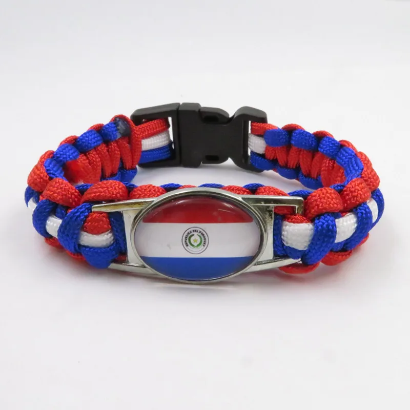 Бесконечная любовь, деревенский браслет, деревенский браслет ручной работы, веревочный браслет, модный браслет, Флаг Парагвая, браслет
