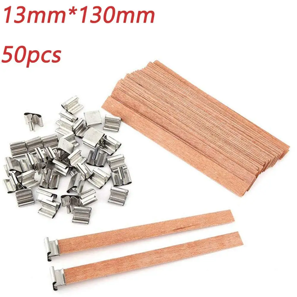 13mm130mm 50 шт. деревянный фитиль для свечей с вкладкой Sustainer подставки свеча фитиль ядро для DIY Ремесло Свеча делая поставки 6/8/9/10/12,5/13 мм - Цвет: 13mm130mm