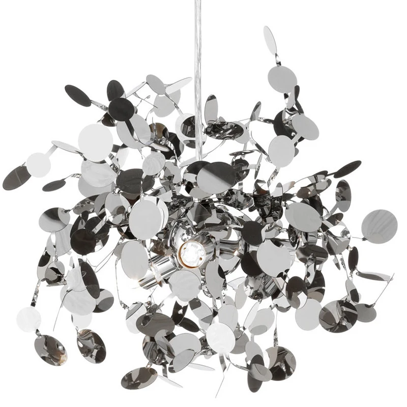 

Nordic modern personality creative stainless steel chandelier leaf lamp Italian design cash cow restaurant lamp