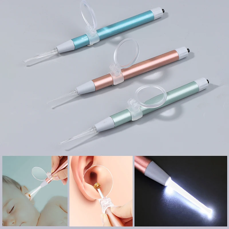 New Baby Ear Cleaner Ear Wax Removal Tool Flashlight Earpick Ear Cleaning Earwax Remover Ear Curette Light Spoon With Magnifier