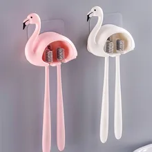 1 шт. Фламинго присоска 2 зубная щетка Крючки мультфильм присоска держатель зубной щетки аксессуары для ванной комнаты настенный держатель