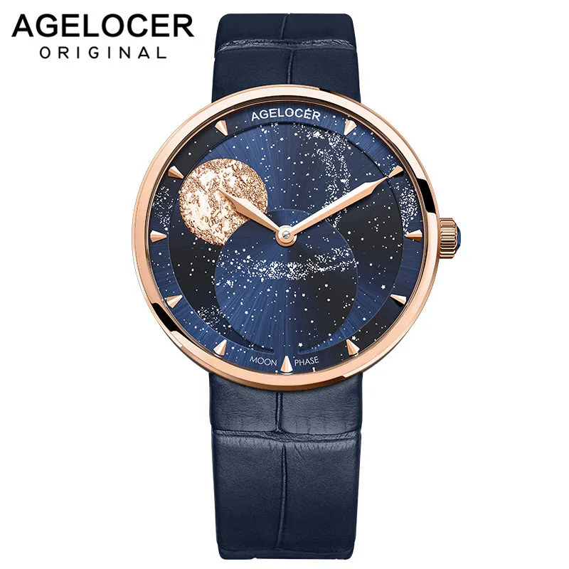

AGELOCER 2020 New Gold Watch Women Watches Ladies Moonphase Women's Bracelet Watches Female Waterproof Clock Relogio Feminino