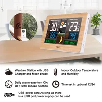 FanJu FJ3378 Digital Alarm Clock Wall Weather Station Indoor Outdoor Temperature Humidity Barometric Forecast Electronic Wat 2