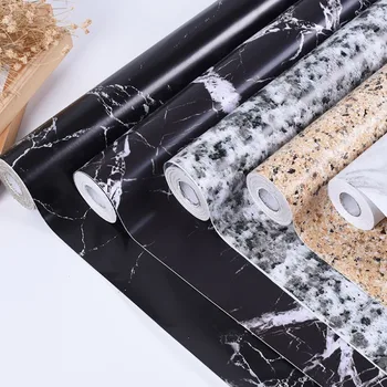 

PVC Waterproof Wallpaper Black Marble Pattern Self-adhesive Vinyl oil-proof Wallpapers Furniture Renovation Stickers Home Decor