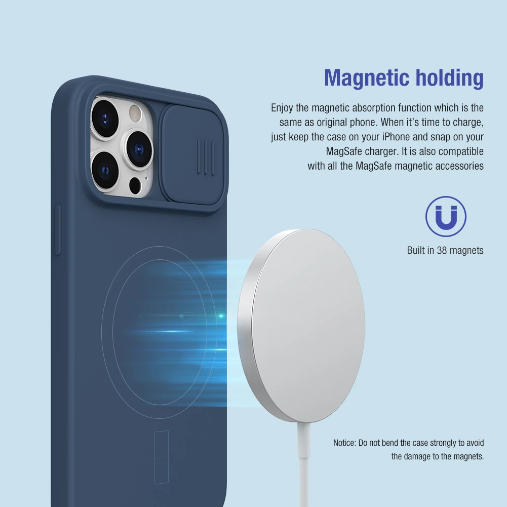 NILLKIN CamShield Magnetic Case with Slide Camera Protection - Silky Liquid Silicone Cover