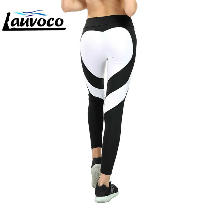 

Patchwork Heart Shape Yoga Pants Leggings Women Push Up Bodybuilding High Waist Elastic Big Size 3XL Sports Girl Fitness Pants