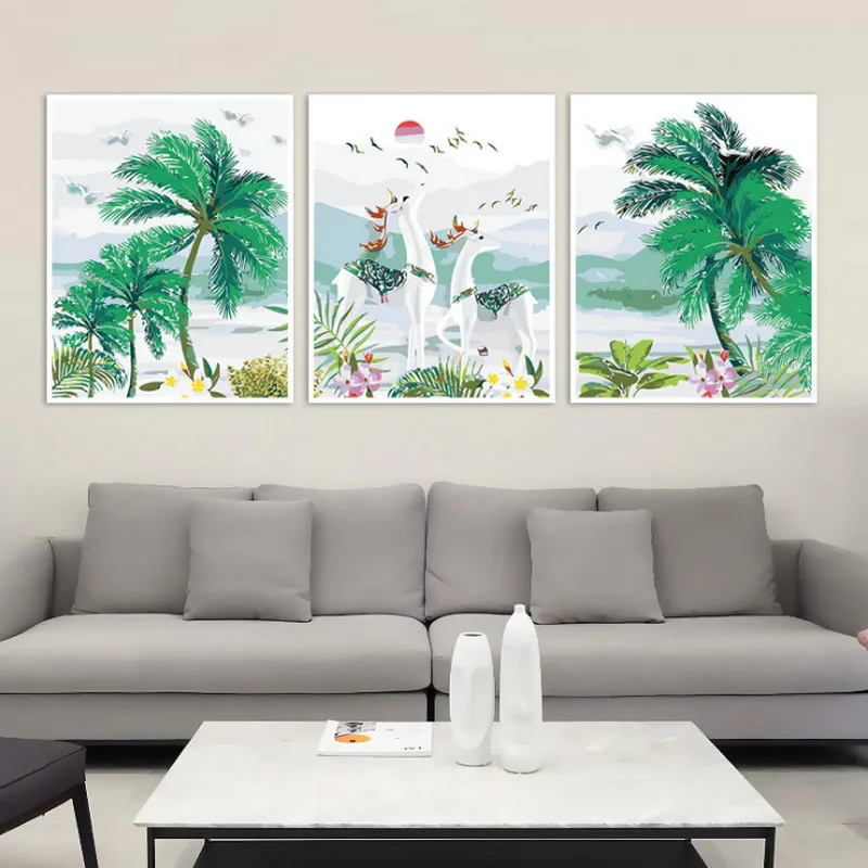 3 Pcs Abstract Paint DIY Painting By Numbers Acrylic Paint On Canvas Drawing Paint By Numbers Unique Gift pictures On Wall