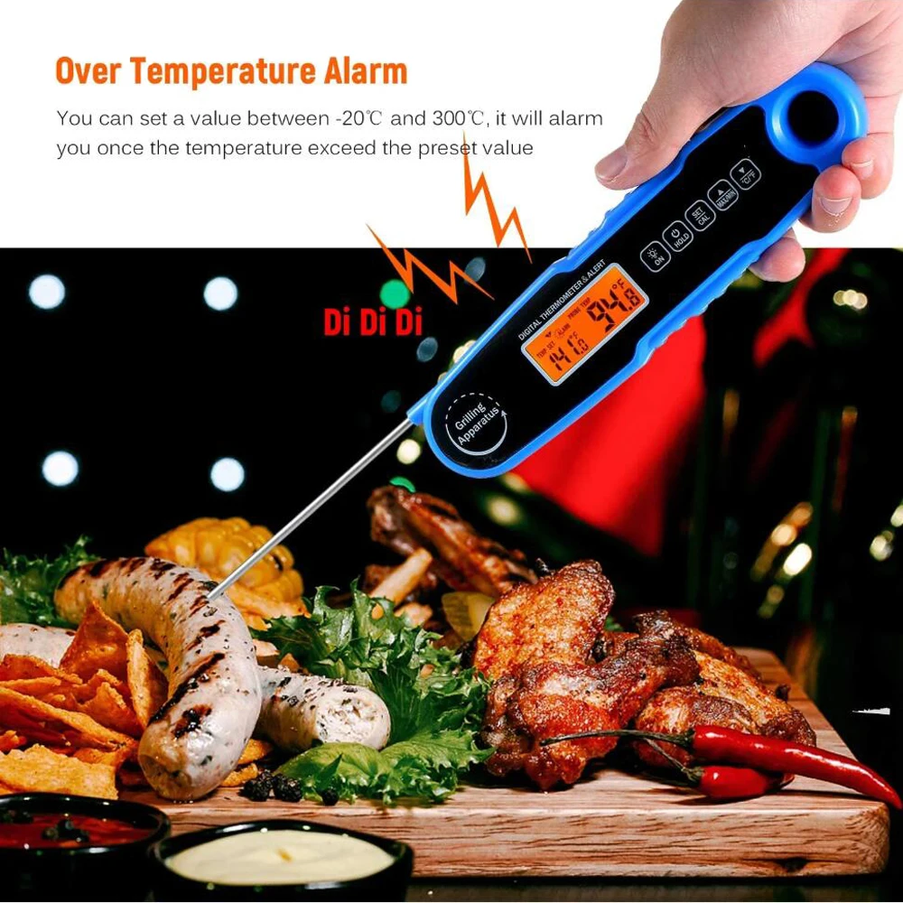 IPX4 Waterproof Handheld Foldable Kitchen Food Cooking BBQ Meat Grill Roast Oven Thermometer Milk Liquid Temperature Probe Fork 5
