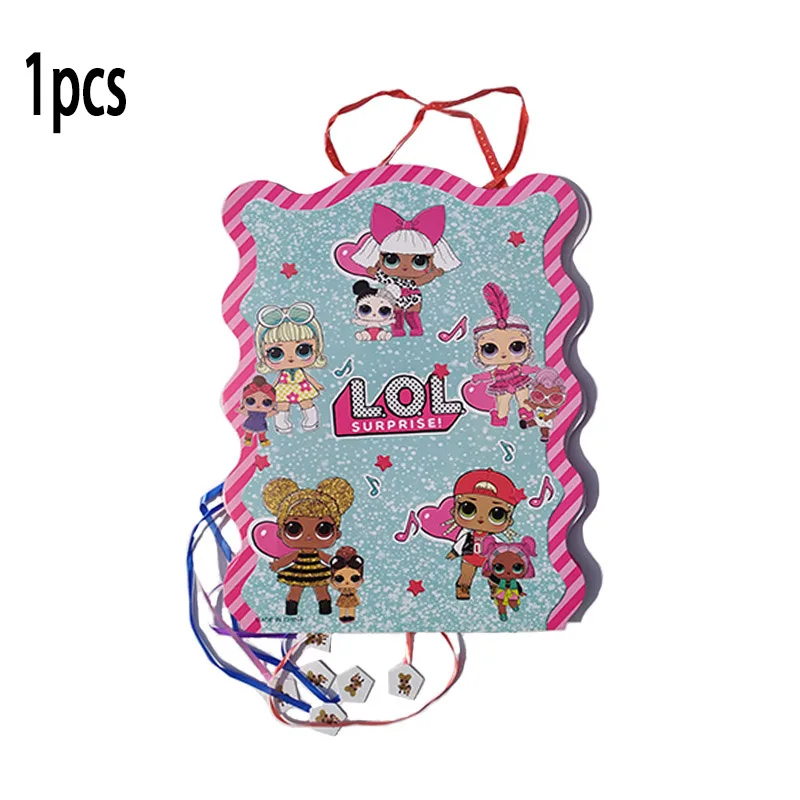 1 pçs genuíno lol surpresa bonecas tema pinata papel dobrável pinata meninas crianças festa de aniversário jogo brinquedo festa decoração suprimentos