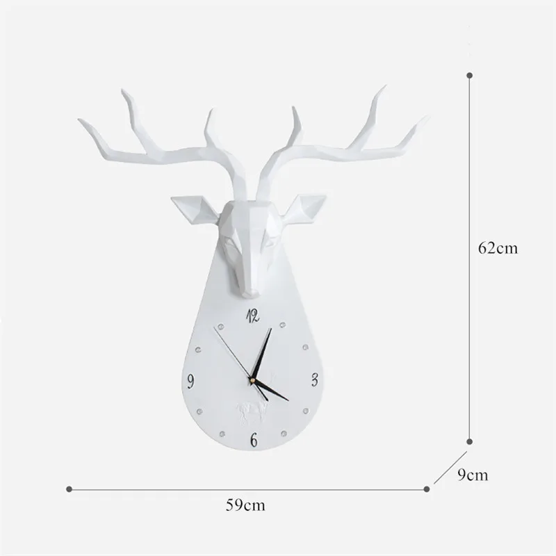 Creative Nordic Deer Head Wall Clock Living Room Fashion Personality Wall Watch Modern Minimalist Quartz Clock Home Decoration