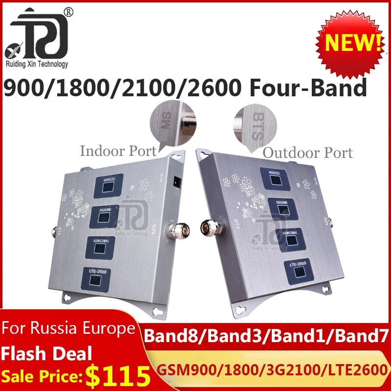 Cena Nowy!! 900 1800 2100 2600 czterozakresowy wzmacniacz komórkowy 2G 3G 4g wzmacniacz sygnału komórkowego LTE WCDMA GSM DCS 4G GSM regenerator sygnału