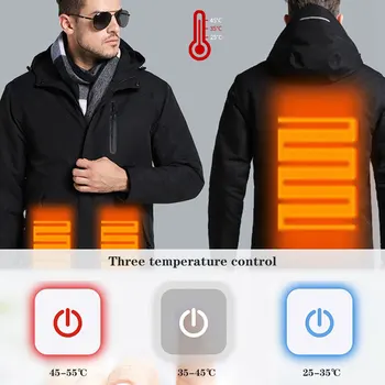 

USB Heating Cotton Jackets Outdoor Waterproof Windbreaker Hiking Camping Trekking Skiing Coats