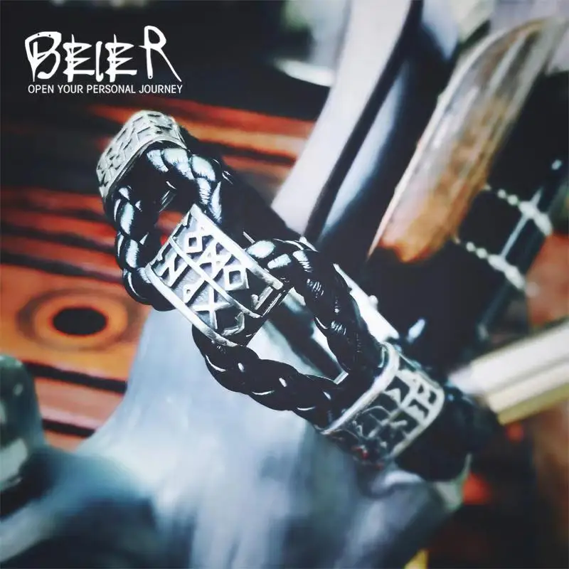 Beier 316L de acero inoxidable, 24 Uds. Runas encantadoras, cuentas, nórdico, vikingo, pagano, aromaterapia, amuleto, Odin, pulseras artesanales