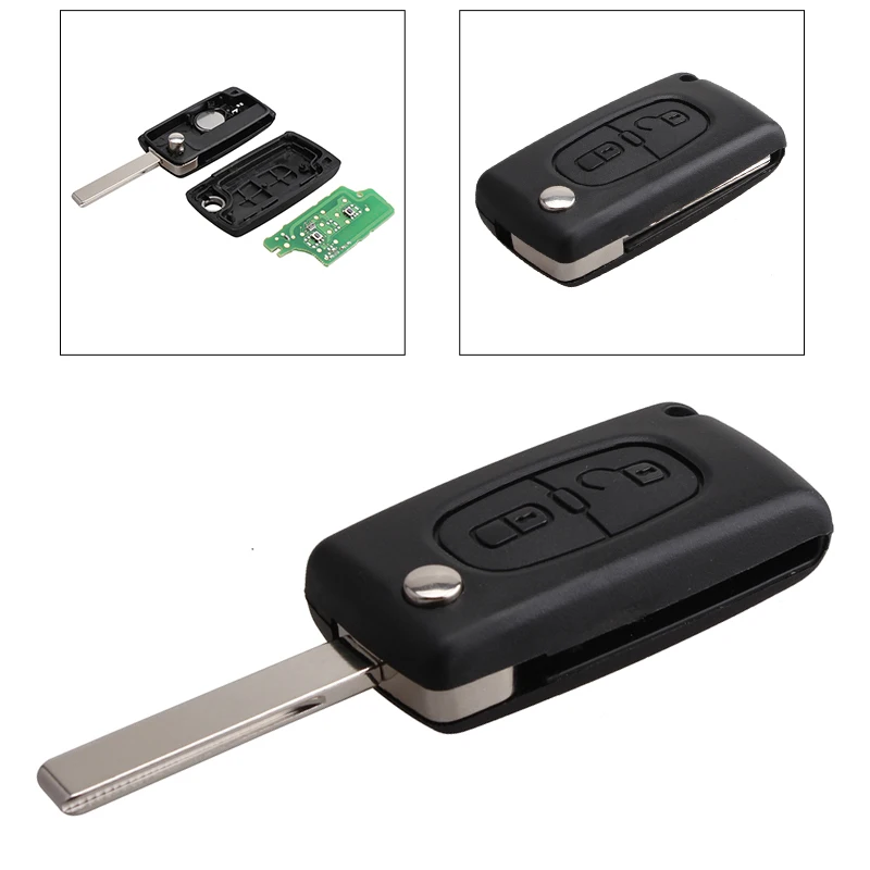 

2 Buttons 433MHz Replacement Remote Car Key with Chip Fob Transmitter Clicker Alarm Fit for Peugeot 2004-2008 Key