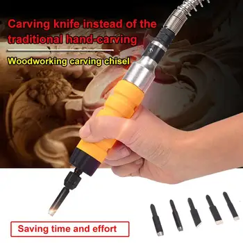 

2019 New 1 Set Wood Chisel Carving Tool Set Furniture Wood Carving Tool Electric Chisel 5 Carving Tips Wrench Flexible Flex Shaf