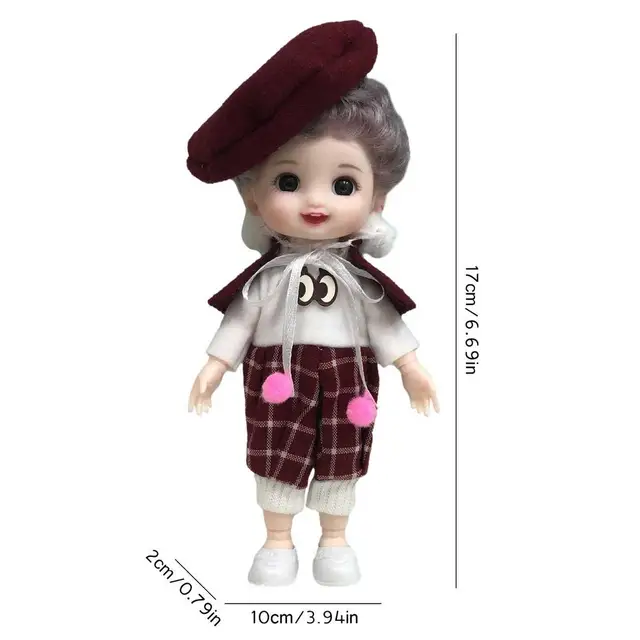 Mini Cute Doll Princess British Style Handmade Movable Joints Girl Baby 3D Big Eyes Beautiful DIY Toy Doll With Clothes Dress 6