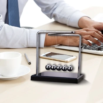 

HHO-Z-Shape Newtons Cradle Balance Balls with Wooden Base Desk Top Decoration Kinetic Motion Toy for Home and Office