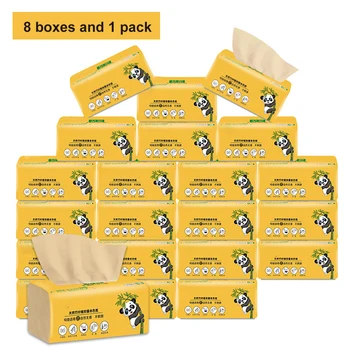 

8Pcs Natural Color Household Toilet Paper Bamboo Pulp Face Tissue Paper 4 Layers Household Napkin Drop ship Wholesale