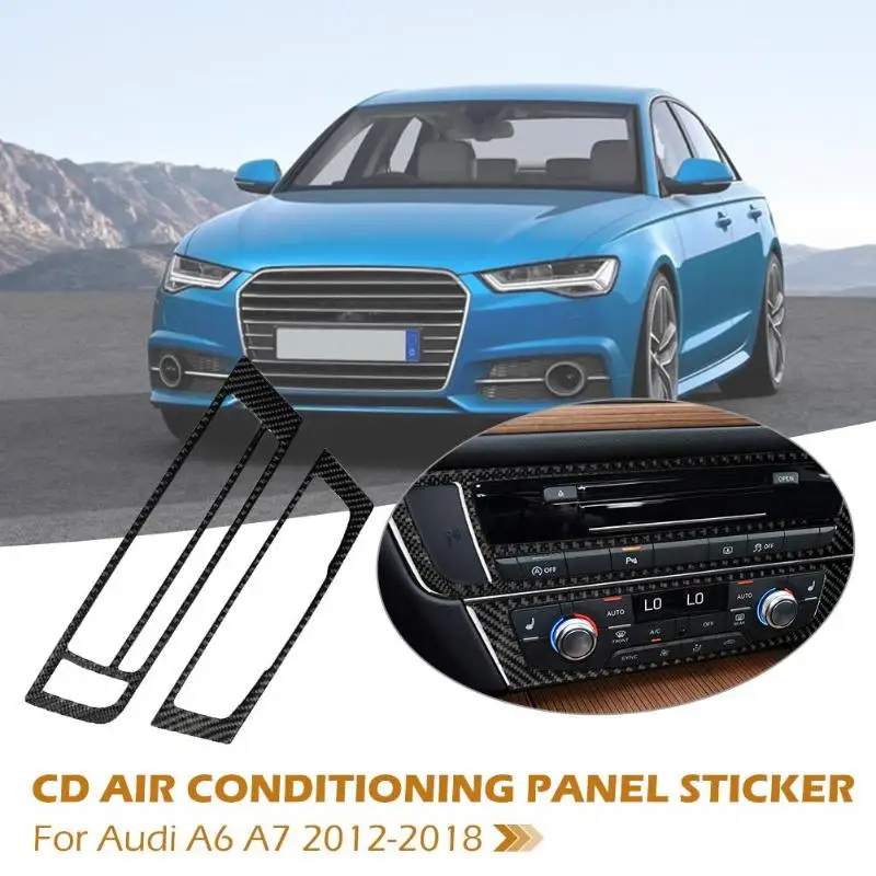 2 шт углеродное волокно A/C CD панель накладка наклейки пакет для Audi A6 A7 2012- легкий износостойкий легко установить