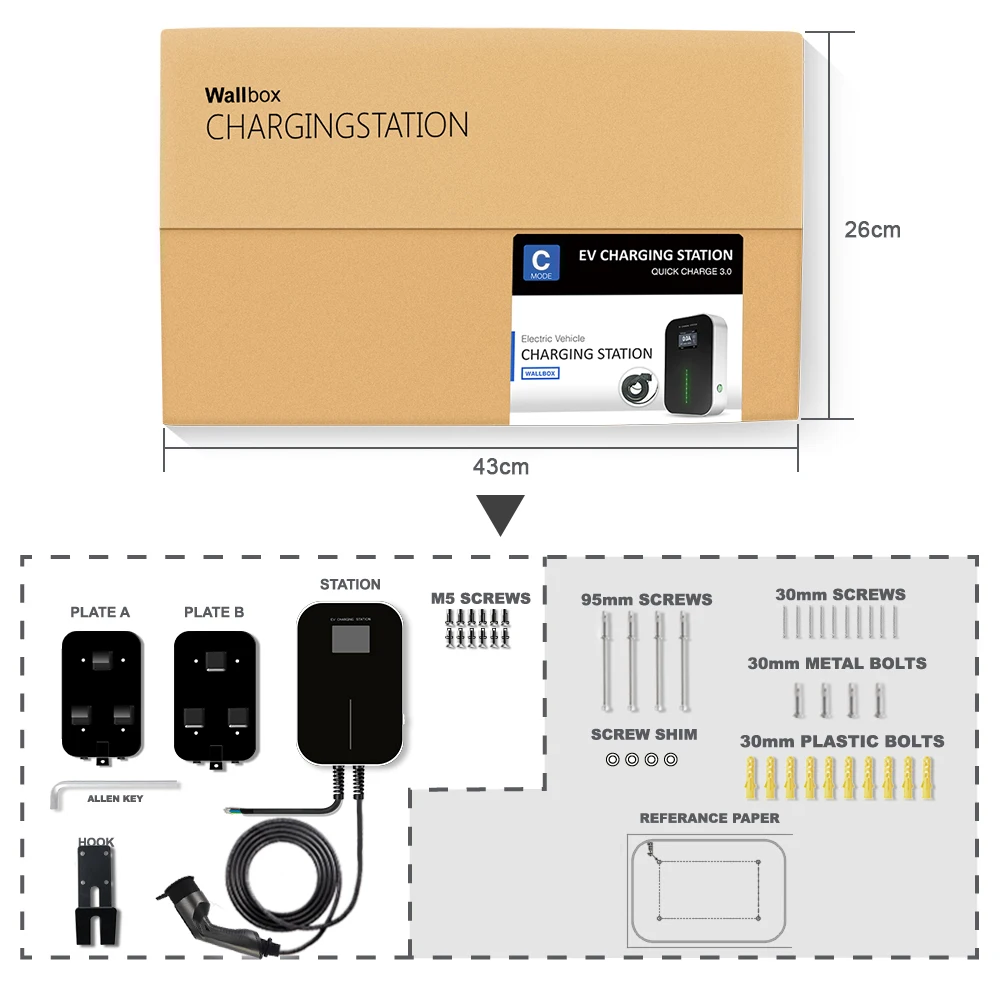 32A 1 фазное приложение Wifi EVSE Wallbox EV зарядное устройство для электромобиля зарядная