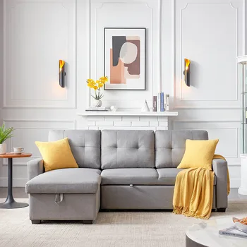 

82" Reversible Sleeper Sectional Sofa Set Corner Sofa-Bed With Storage 3Seat Both Left-Handed Right-Handed Living Room Furniture