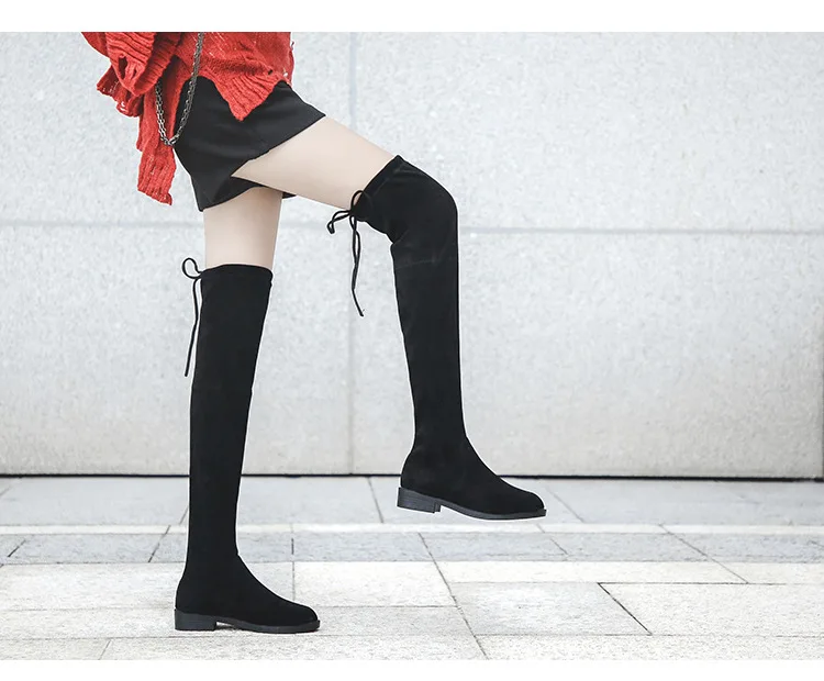 Ботинки на низком каблуке; женские зимние высокие сапоги; женские сапоги со шнуровкой и круглым носком; г. Женские Сапоги выше колена на резиновой подошве