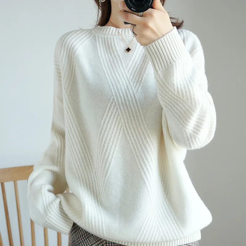 Женский свитер с круглым вырезом, короткий пуловер, свитер, Однотонный свитер, свободная нижняя рубашка