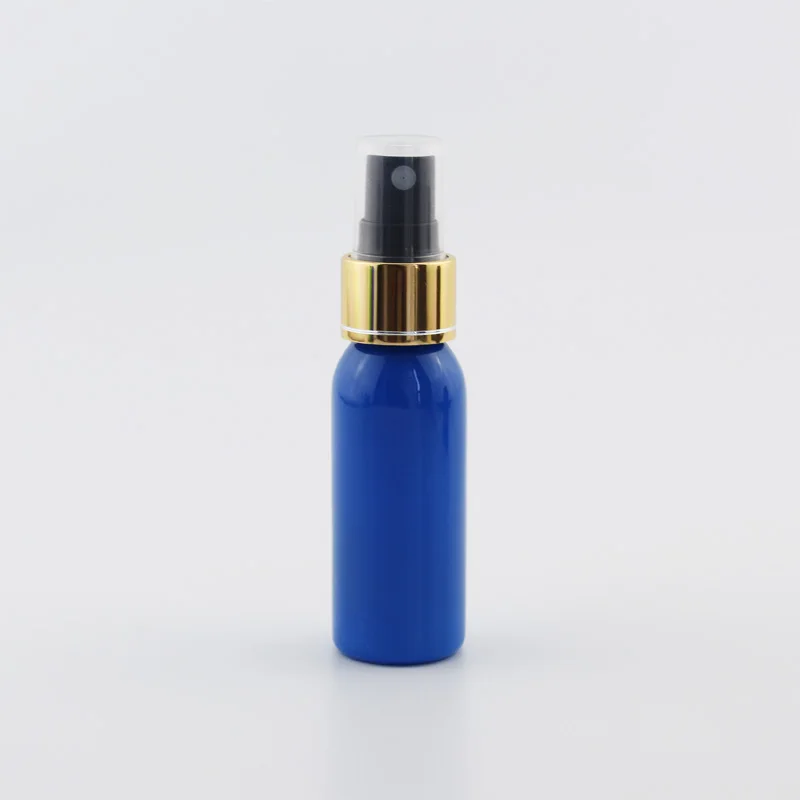 30 мл малого размера, пластиковый бутылки для многоразового использования с золотым алюминиевый насос распылителя 30cc X 50 туман распылитель мини флакон духов - Цвет: Navy Bottle Black