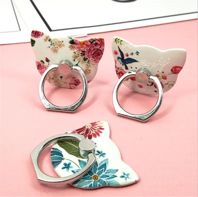 

New Design Universal ABS mobile phone holder Stand Cat Phone Ring Unique Flowers Birds cat Series Smartphone Tablet Support