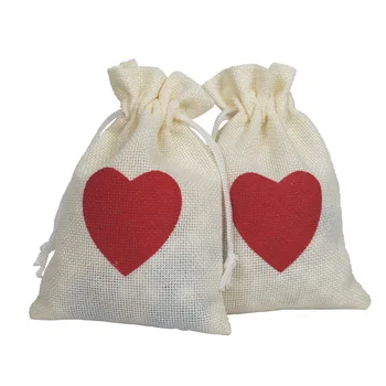 

10pcs Linen 10X15cm Gift Bag Linen LOVE Wedding Party Decoration Bag Package Box Bags Gift Decoration Supply
