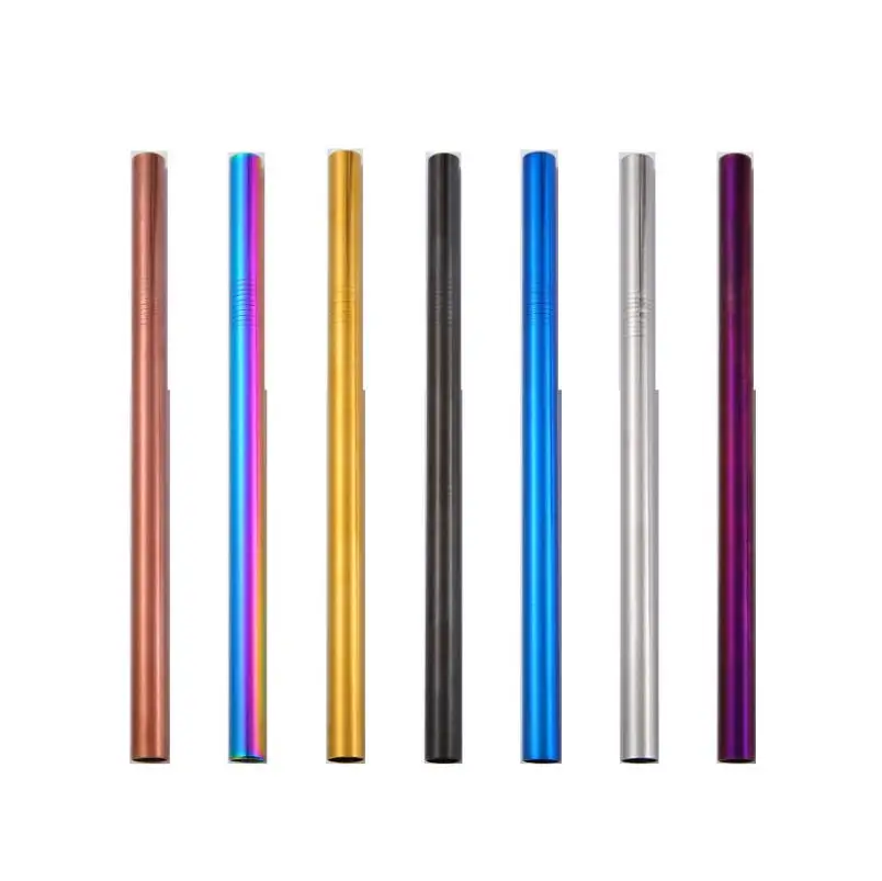 10pcs 12mm*8.5inch/215mm Colorful Stainless Steel Straws Large Size for Bubble Tea Milk Shake Pearl Milk Tea string