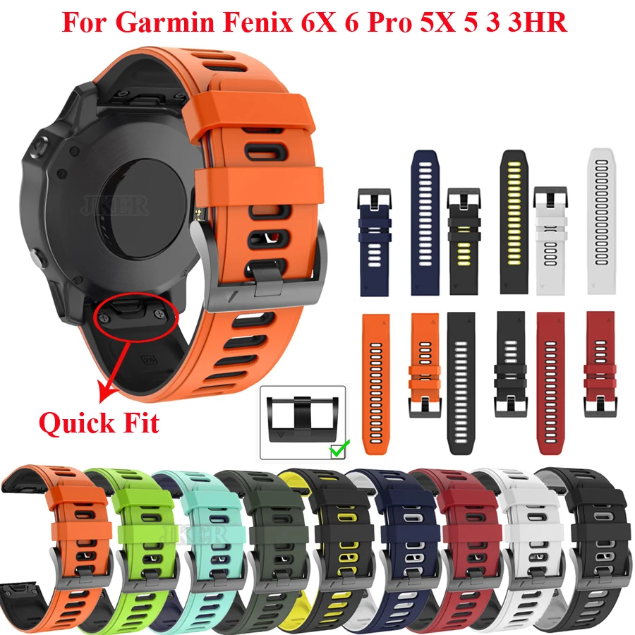 Ремешок для часов JKER 22 26 мм Quick fit Garmin Fenix 6X Pro Watch силиконовый ремешок Easyfit 6