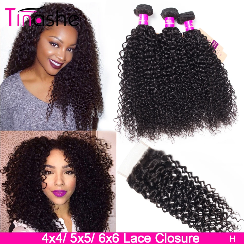 Tinashe Hair Curly Bundles With Closure 5x5 6x6 Closure And