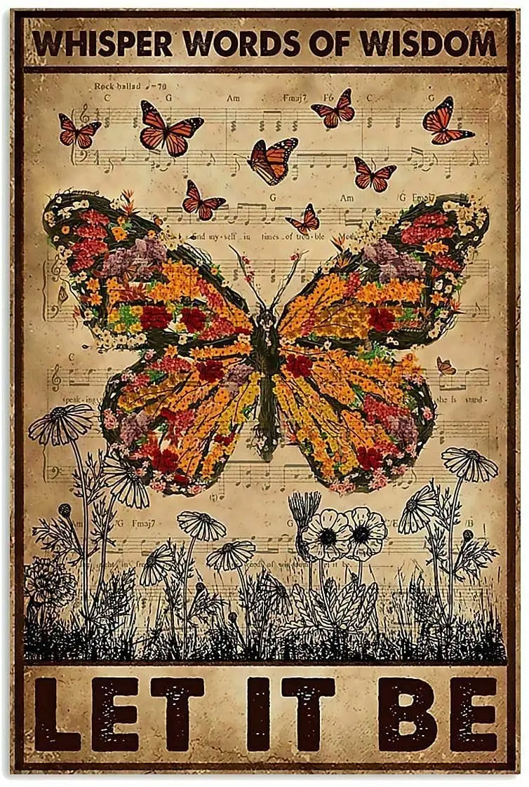 

Modern Retro Metal - Butterfly Whisper Words of Wisdom - Tin Sign ! for Shop/Garage/Bar/Club/Cafe/Wall Decor, 8X12 inches