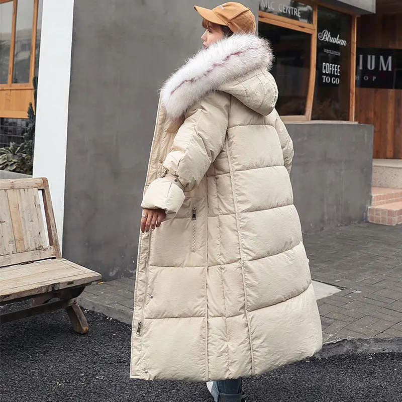 Lusumily, Новое поступление, женские зимние куртки, утолщенный мех, с капюшоном, теплая, х-длинная парка, женское хлопковое пальто, высокое качество, зимняя одежда