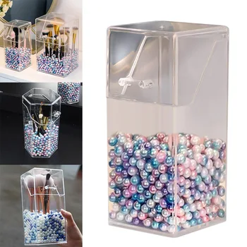 

Desktop Storage Box Square/Round/Hexagonal Makeup Brushes Holder Transparent Acrylic Cosmetic Flip Top Storage Tube GHS9