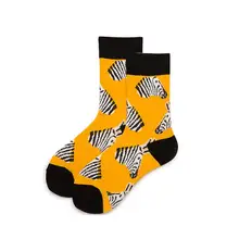 Мужские и женские однотонные Хлопковые Спортивные Носки с рисунком зебры, короткие зимние носки унисекс с принтом горчицы, 5 пар/лот, AL204SC