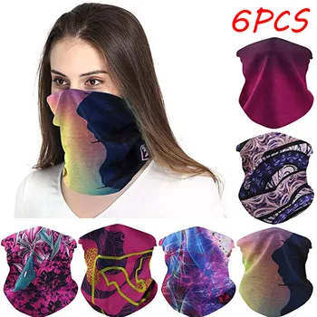 

6PC Outdoor Sport Biking Magic Scarf Windproof Headwear Tube UV Facemask Breathable Washable Mouth-muffle Cotton Bandana Mascher