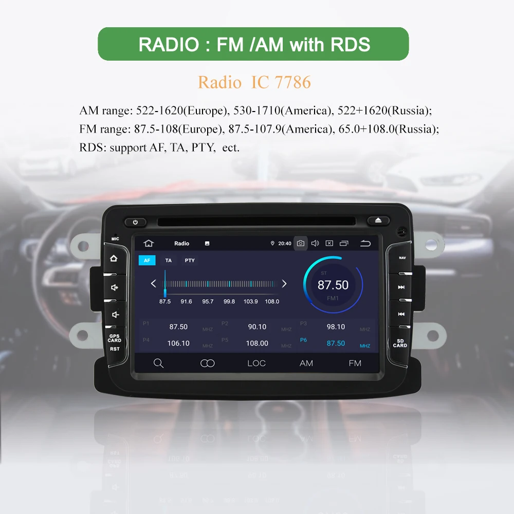 Clearance Bonroad 7" Android 9.  GPS Navigation Radio Car DVD Player For Renault Dacia  Duster Logan Sandero Stereo Car Multimedia Player 4