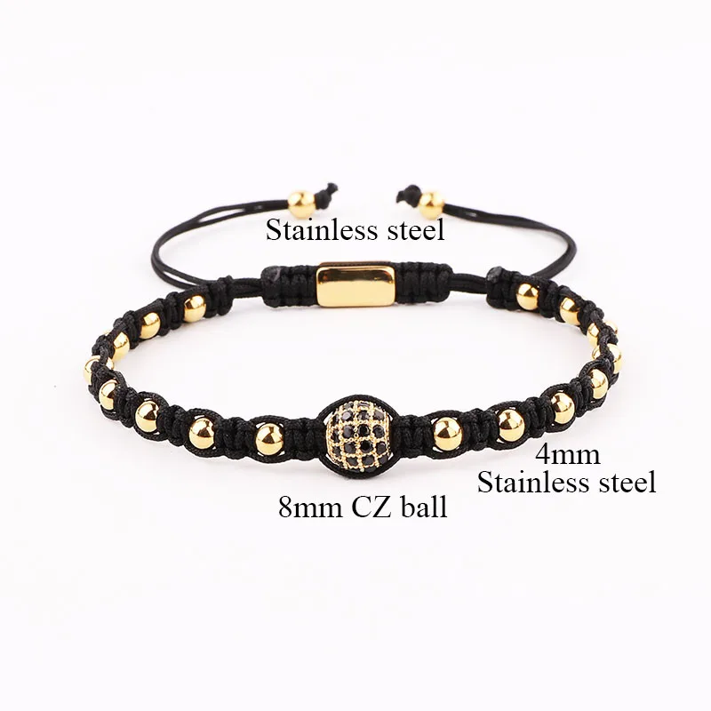 New Design High Quality 5mm Stainless Steel Beads Handmade Custom Macrame Adjustable Bracelet Jewelry For Men - Image 2