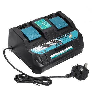 

14.4V-18V Lithium Ion Battery Charger Overcharge Protection Dual Port Two Battery Fast Charger Electric Power Tool Parts UK Plug
