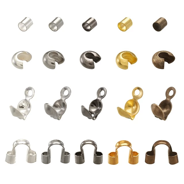 1255 Pcs Jewelry Making Accessories Set Brass Crimp Beads End Bead Tips Crimp  Beads Covers Wire Guardians Iron Open Jump Rings and Alloy Lobster Claw  Clasps for Craft Making 