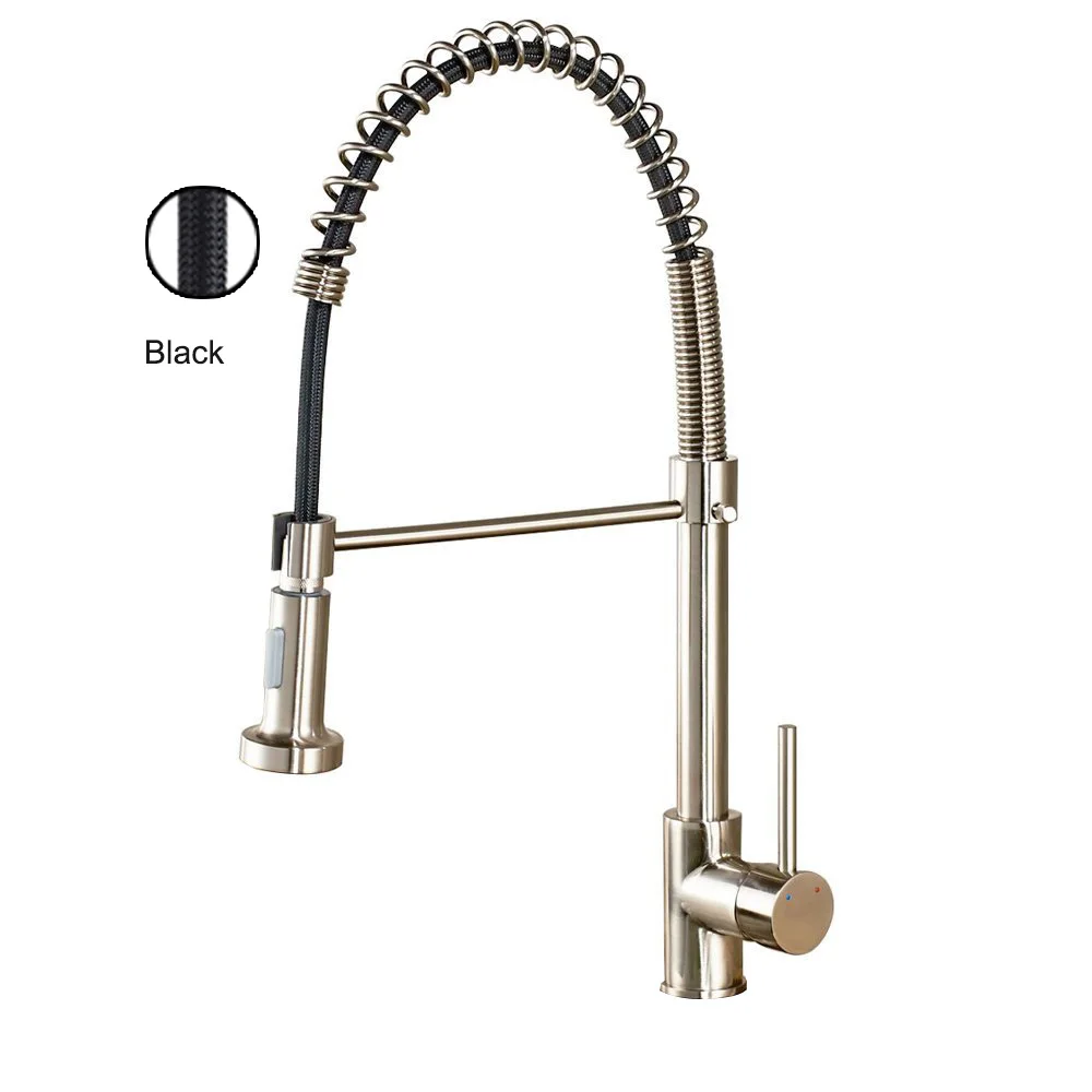 Brushed Nickel A Кран для кухонной раковины с одной ручкой, кран для горячей и холодной воды, бронзовый кран для ванной комнаты - Цвет: Brushed Nickel A