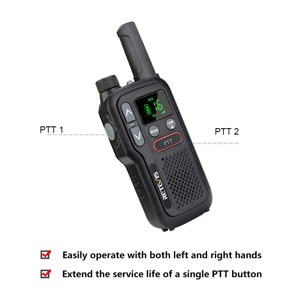 Retevis RB618 Mini Walkie Talkie Rechargeable PTT PMR446 Long Range Portable Two-way Radio For Hunting Sadoun.com
