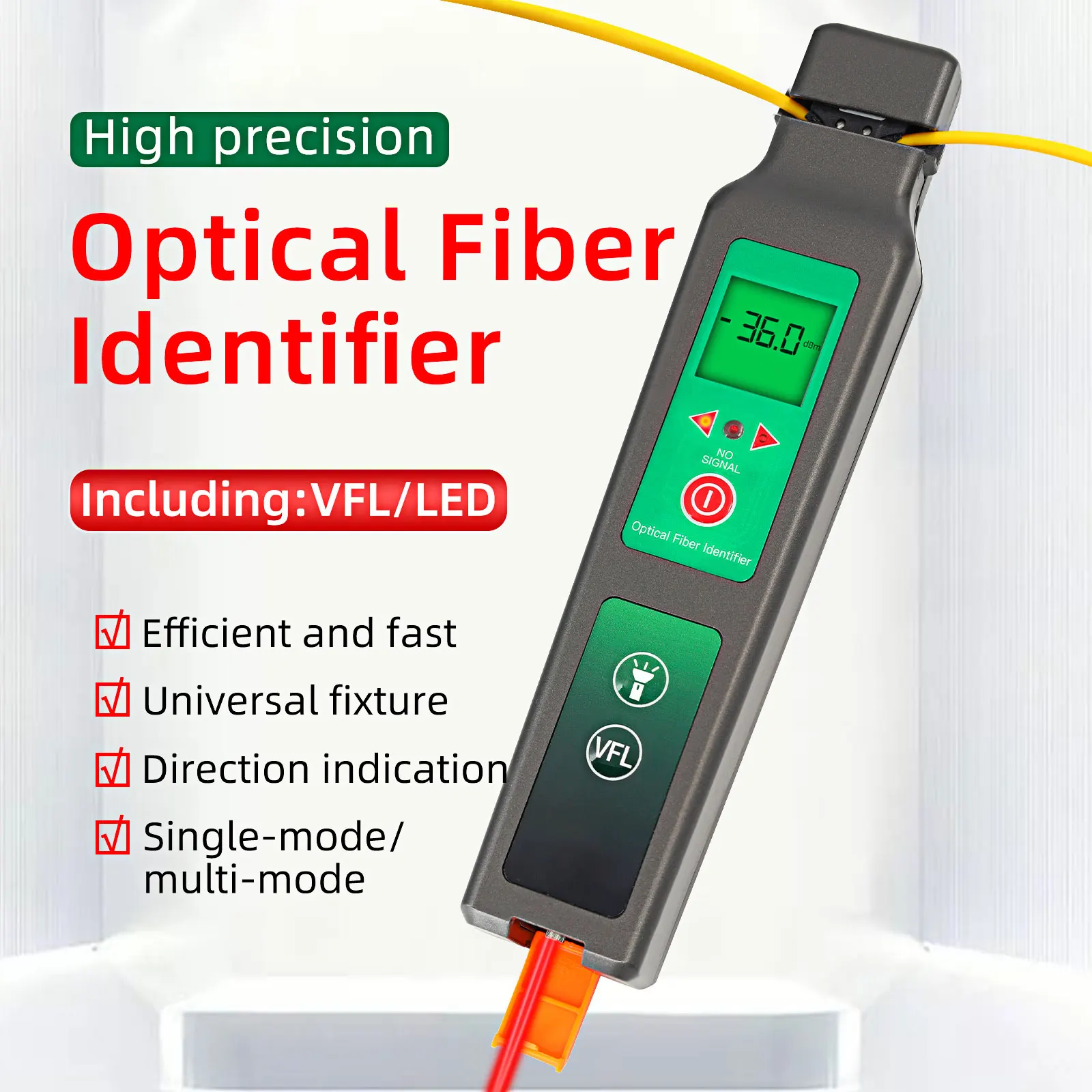 Optic Fiber Identifier + VFL   OFI Live Fiber Identifier Detector 900-1650nm SM and MM with Visual Fault Locator