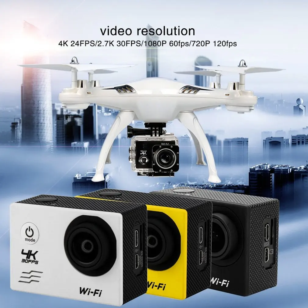 4K 30FPS 16MP экшн-камера Full HD 1080P 60fps Водонепроницаемая камера видеокамеры Wi-Fi 170D мини 2," ЖК-видео Спортивная камера