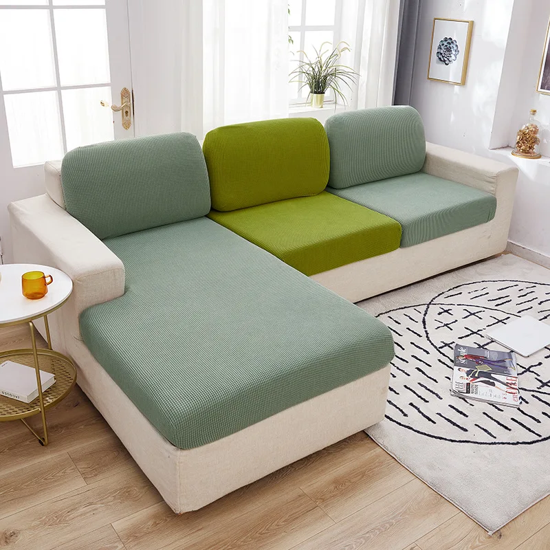 Jacquard Sofa Cushion Cover Solid Color Furniture Couch Covers for Living Room Home Spandex Stretch Washable Removable Protector 3