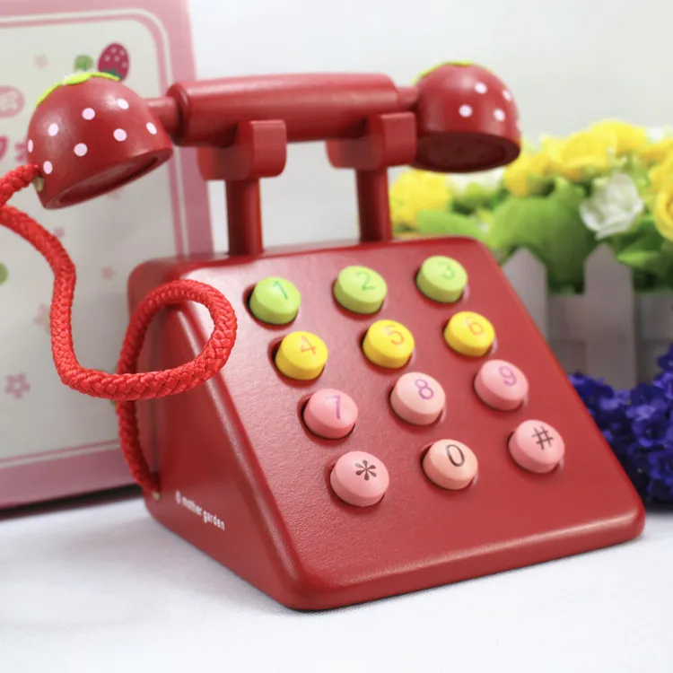 

Strawberry Pink Model Phone Set Play House Wooden Toys Children's Day Gift